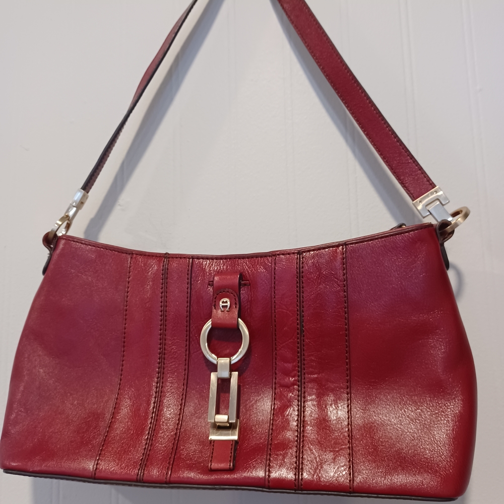 Etienne Aigner Burgundy Leather Shoulder Bag